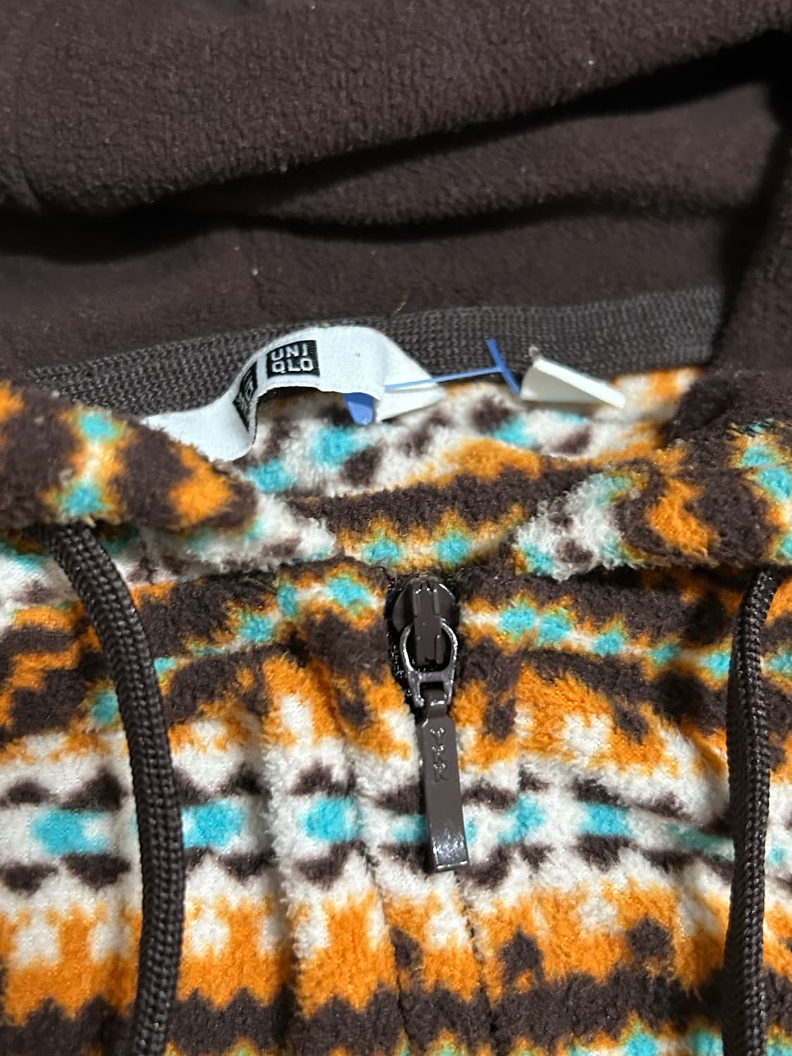 유니클로 제팬 오렌지브라운 빈티지 히피 너드 니혼진 후리스 후드집업 상품이미지2