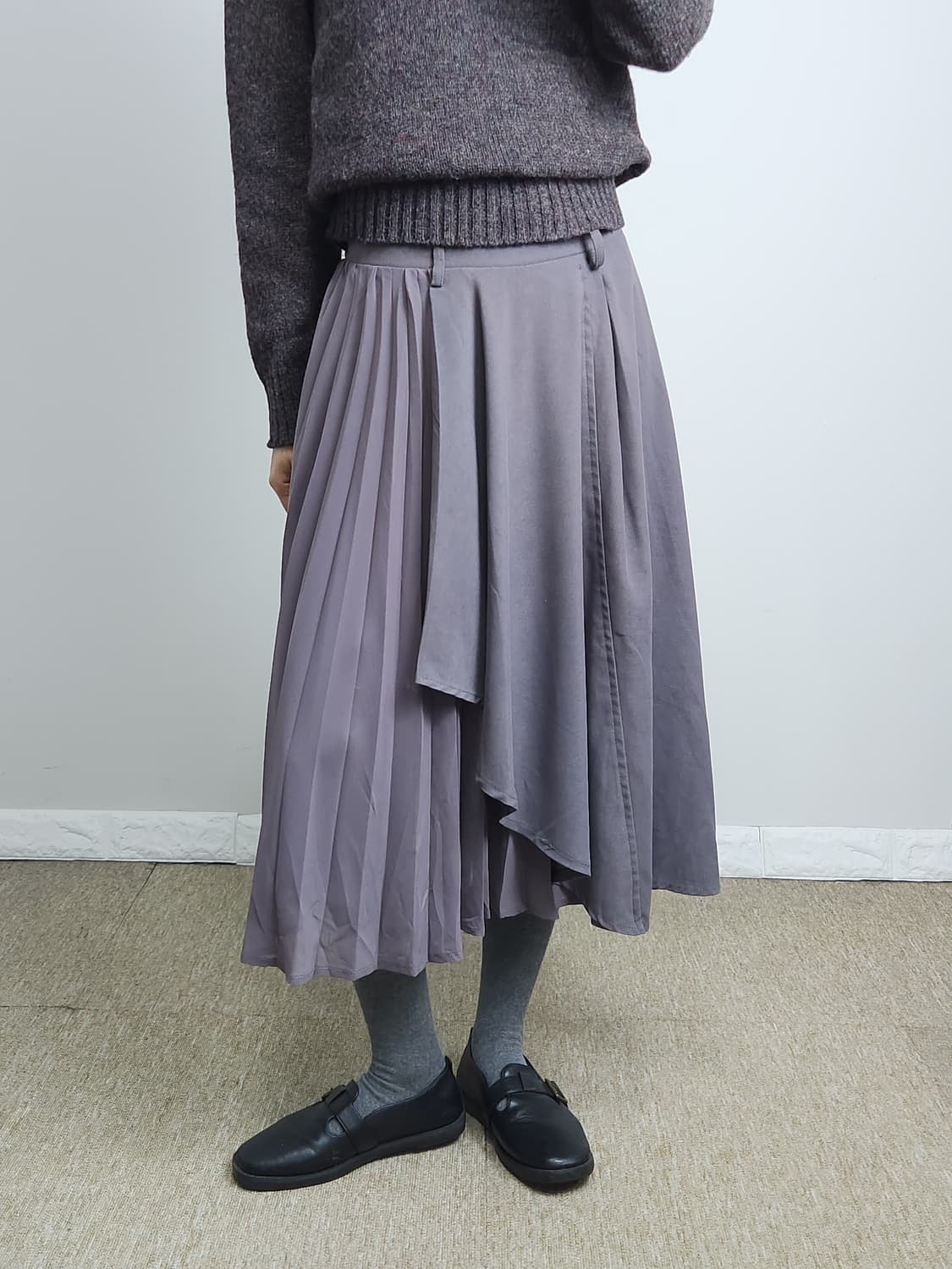 스웨이드 물결 롱 스커트 상품이미지5