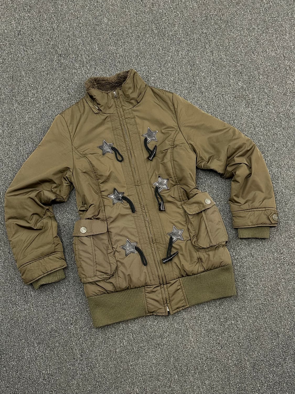 M)Japanese vintage Y2K 여성 올리브 코트 패딩 상품이미지2