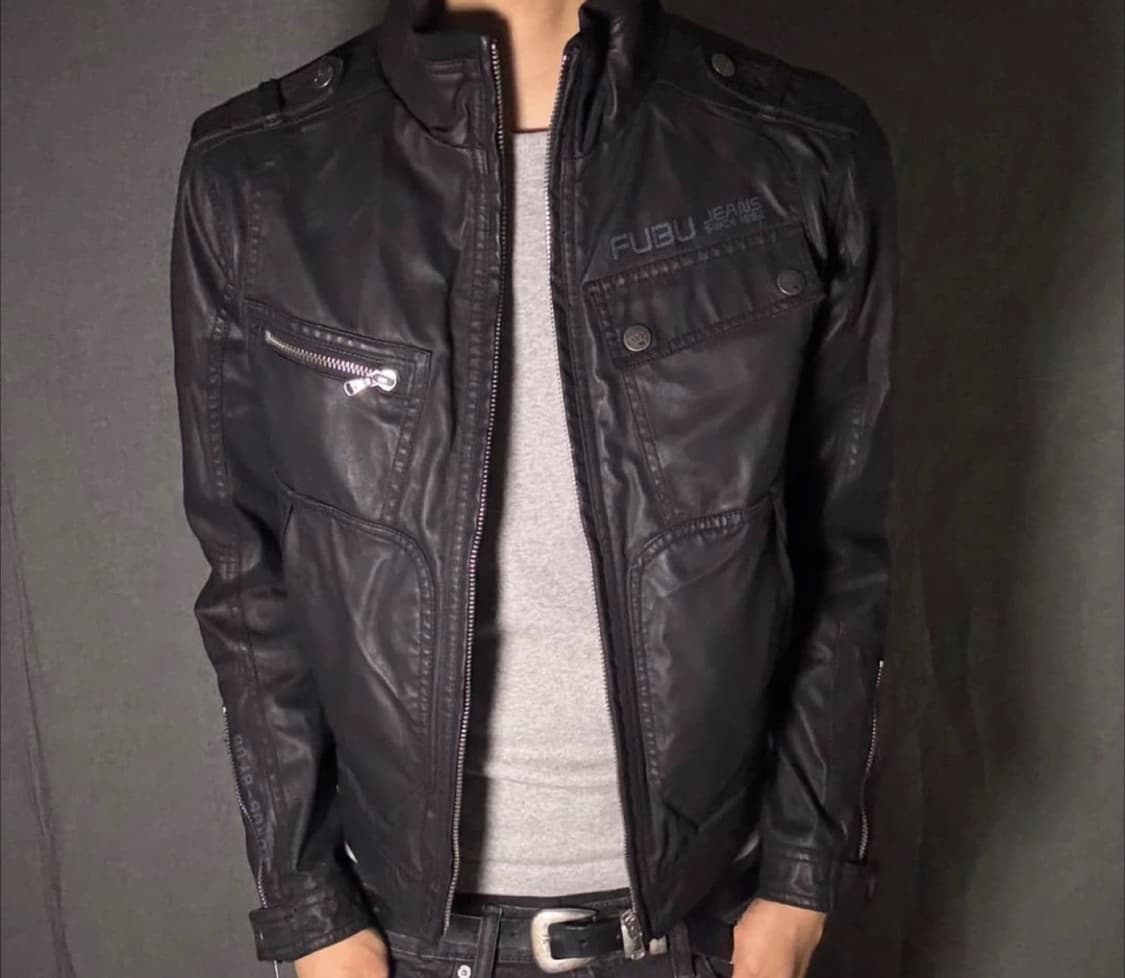 FUBU JEANS 레더 자켓 블랙 상품이미지3