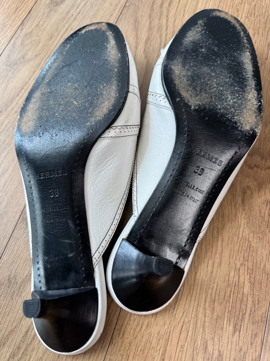 [에르메스] 화이트 브로그 뮬 키튼힐 38 상품이미지7