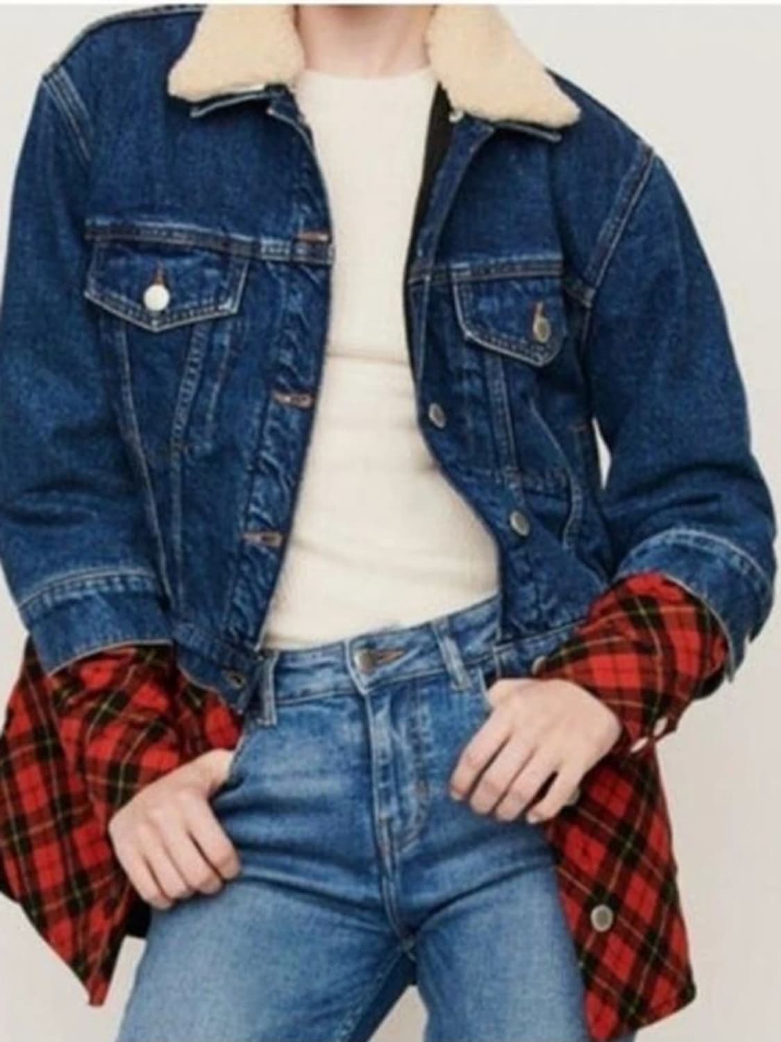 (새상품) 마쥬 뽀글이털 데님 자켓 36사이즈 상품이미지2