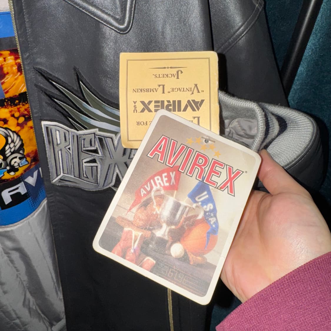 90s 아비렉스 NY 사이버 스컬 레더 바시티 자켓 (4XL)  상품이미지5