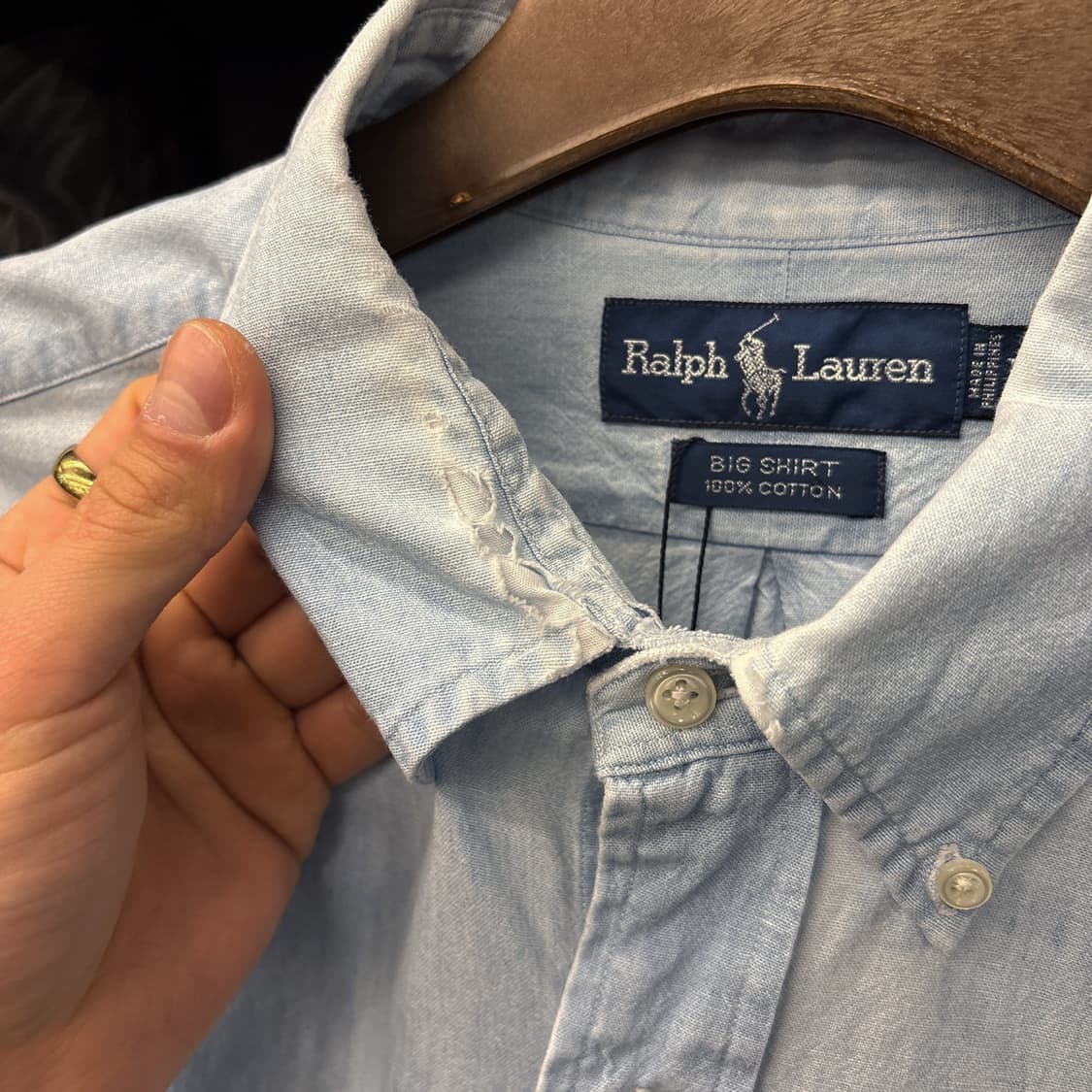 90s 폴로 랄프로렌 빅셔츠 라인 워크포켓 샴브레이셔츠 N1012 상품이미지7