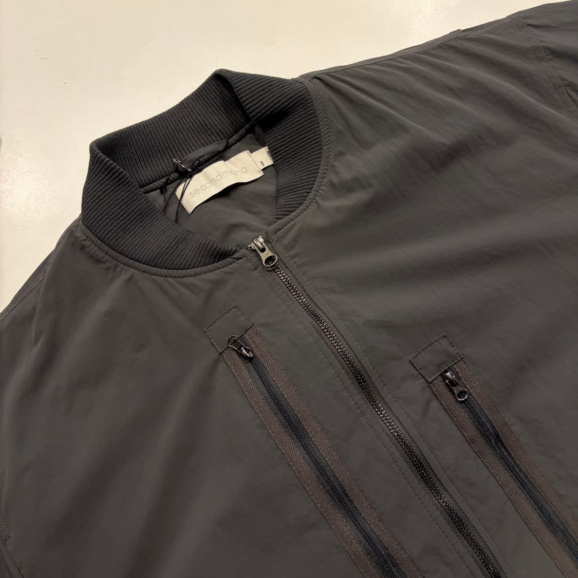 [L] 세컨모놀로그 그레이 봄버 자켓 새상품 D333 상품이미지3