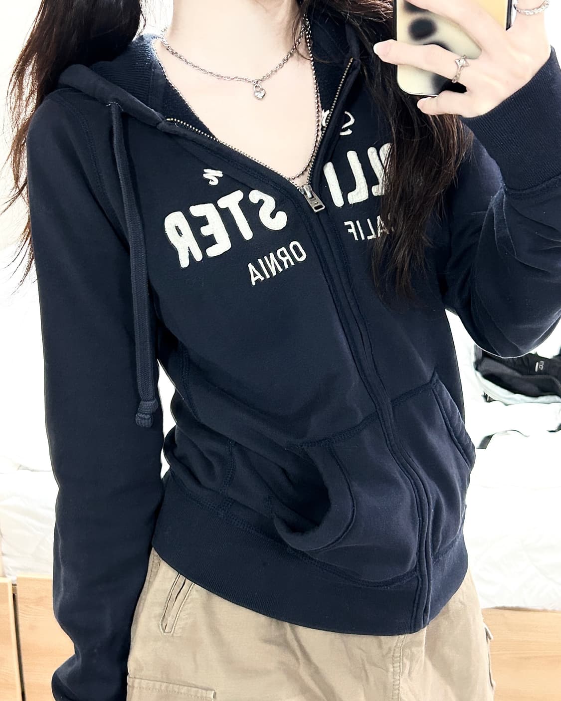 홀리스터 빅로고 다크네이비 후드집업 상품이미지3