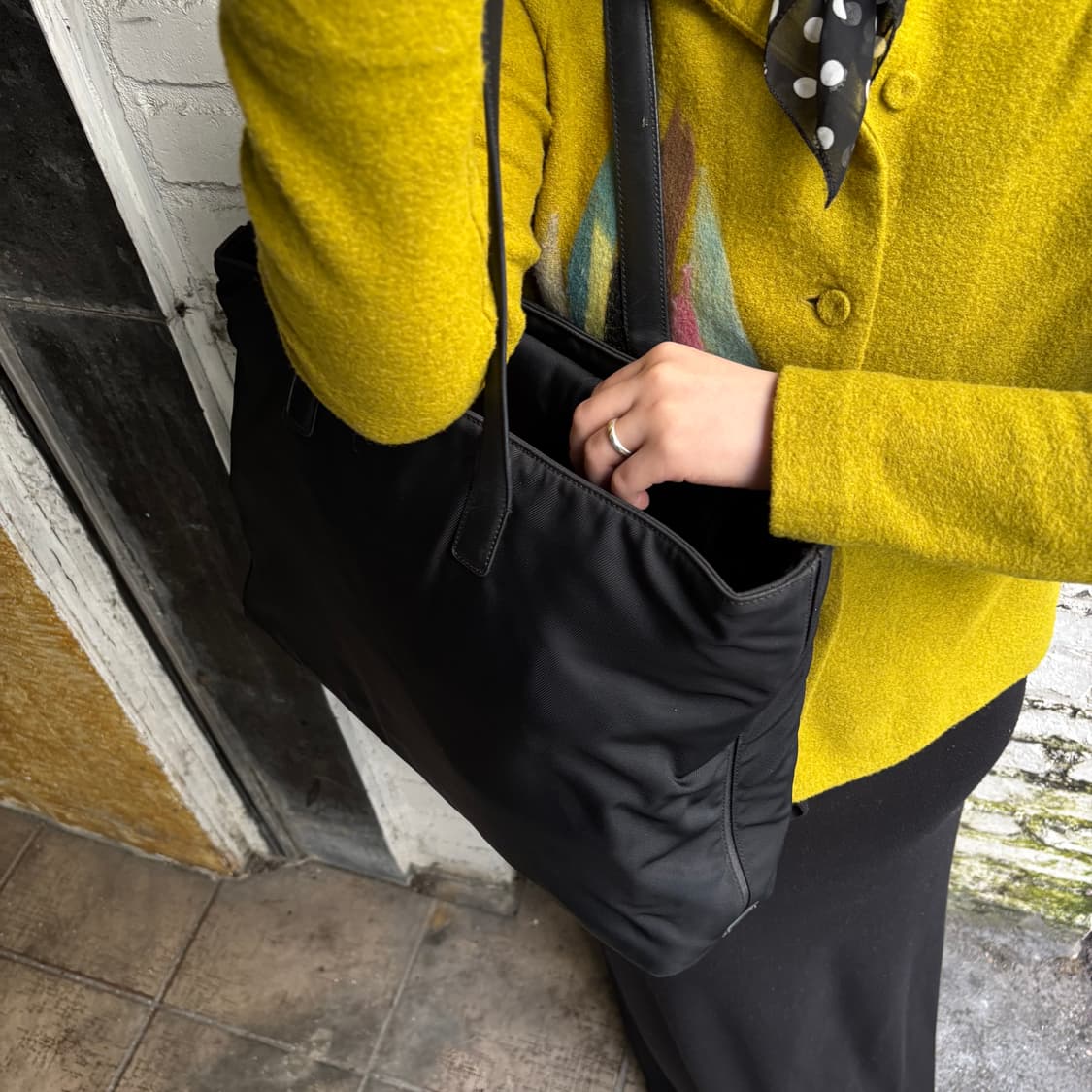 coach hard nylon tote bag (leather strap 상품이미지2