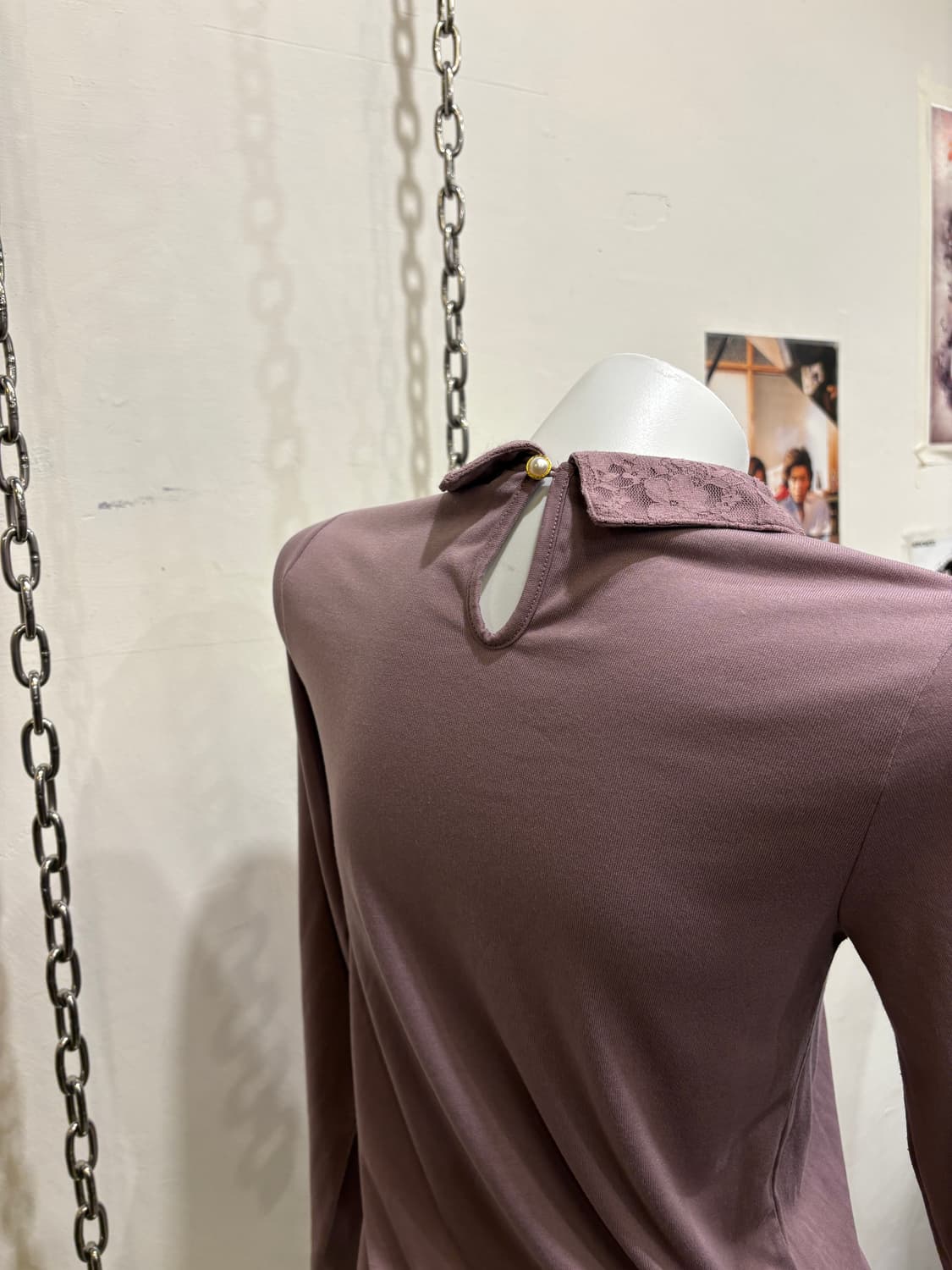 axes femme 엑시즈팜 레이스 카라 잿빛 핑크 롱슬리브 상품이미지6