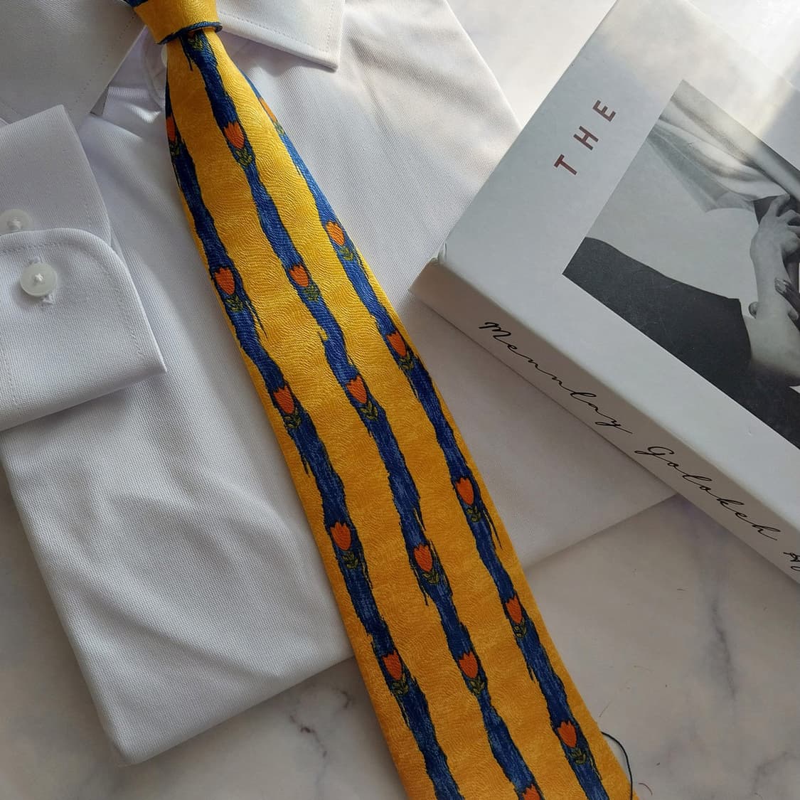 클루디 다날 실크 플라워 스트라이프 넥타이 8.7cm 새제품 K1304
 상품이미지8