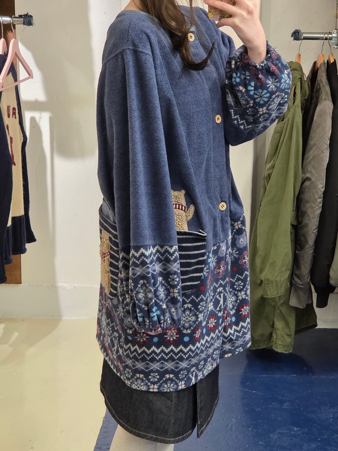 Japanese vtg hippie 플리스 가디건 상품이미지5