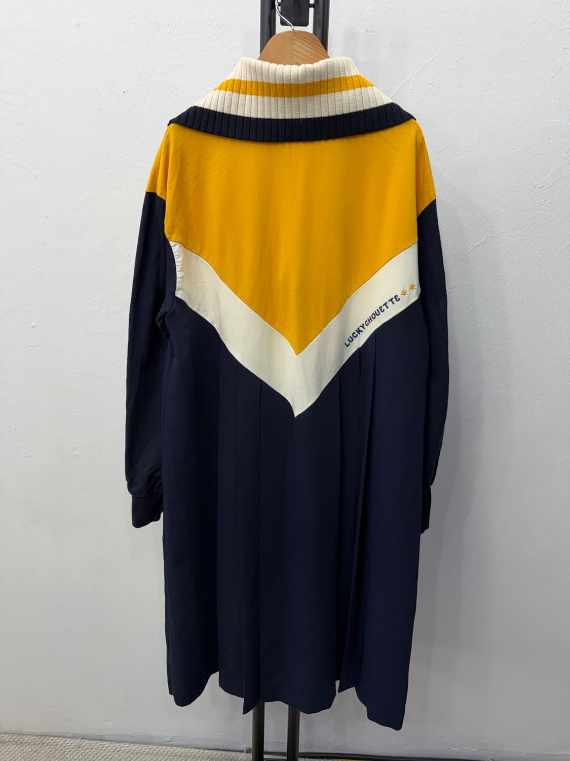 정품) 럭키슈에뜨 카라넥 주름 원피스 36 상품이미지5