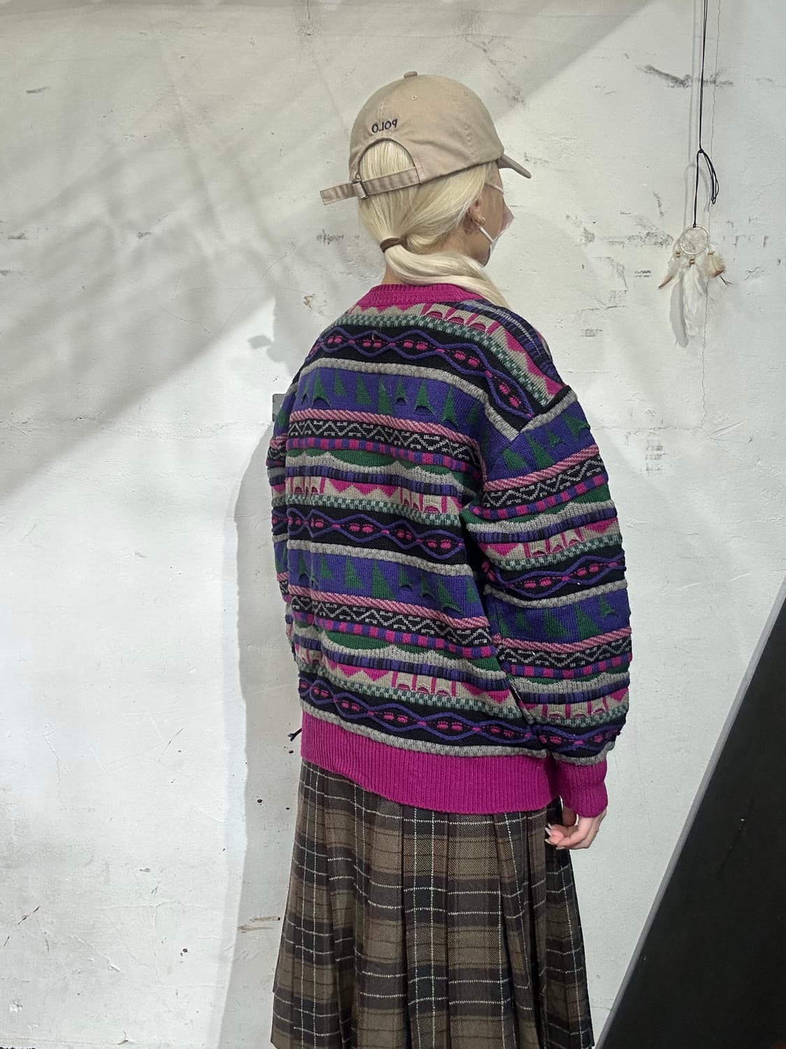 일본 빈티지 핑크 모리걸 케이블 니트 스웨터  상품이미지3