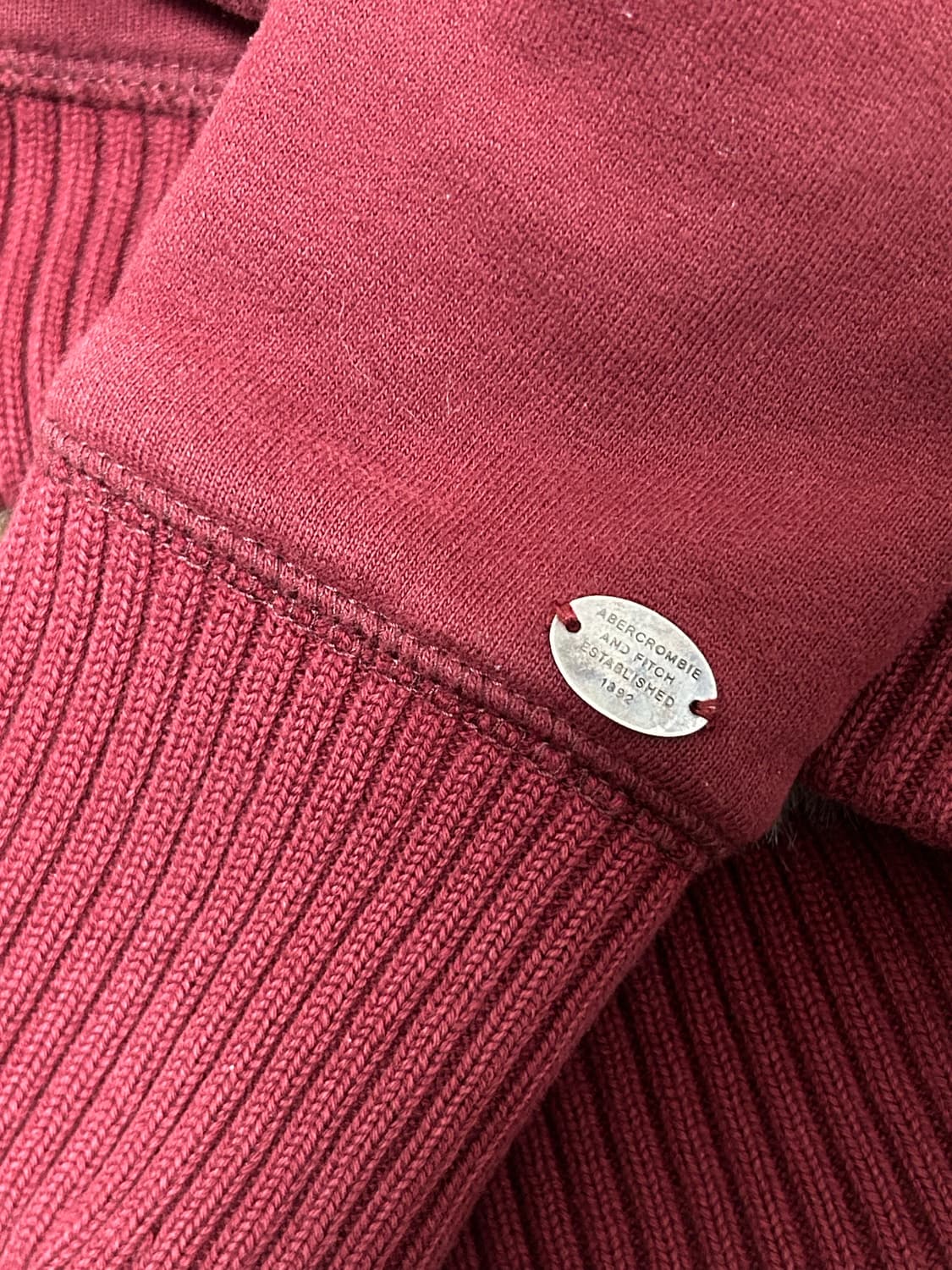 [상태최상] 아베크롬비 딱붙핏 울프죠 퍼후드집업 버건디 와인 상품이미지4