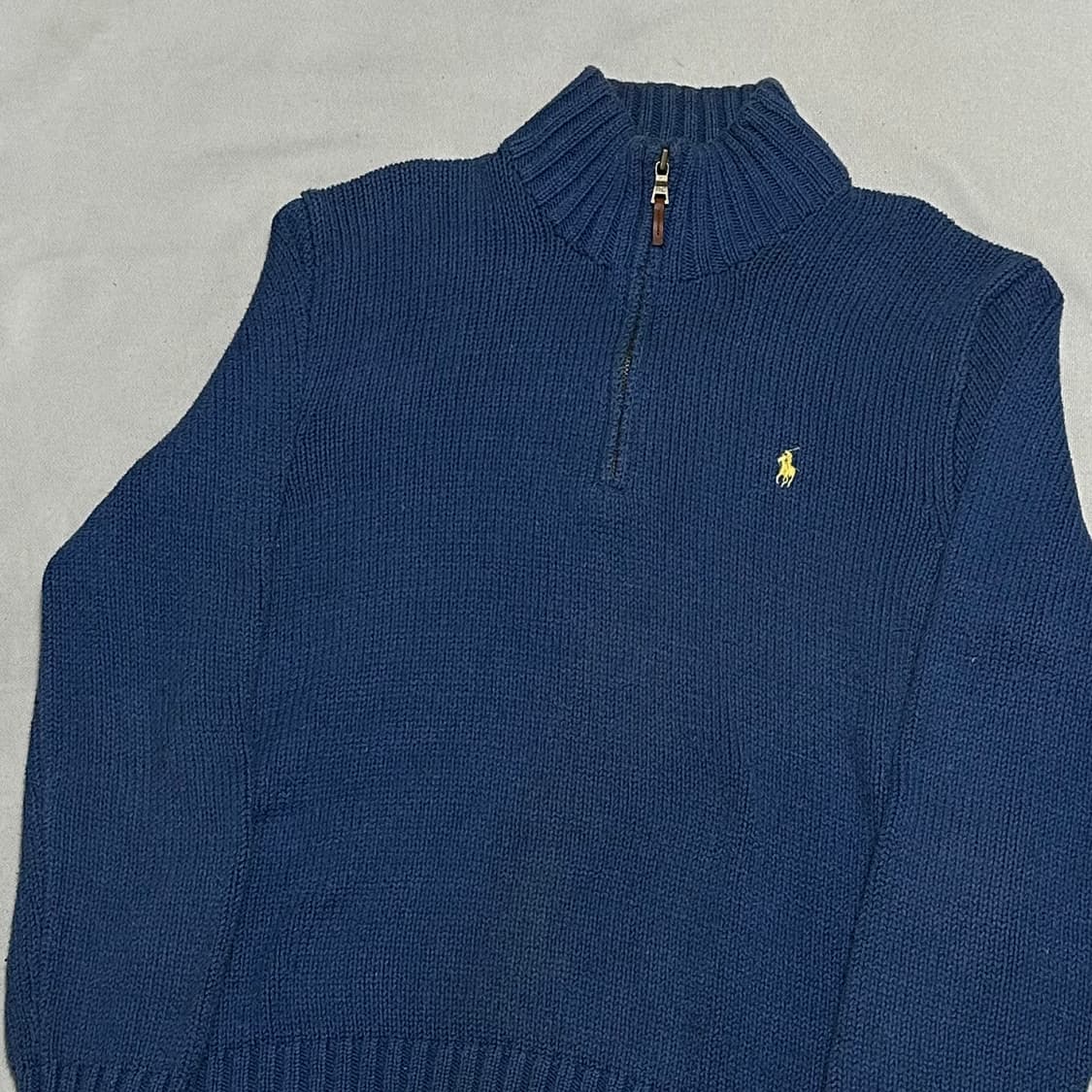 M 폴로랄프로렌 옐로우 포니 코튼 반집업 니트 상품이미지1