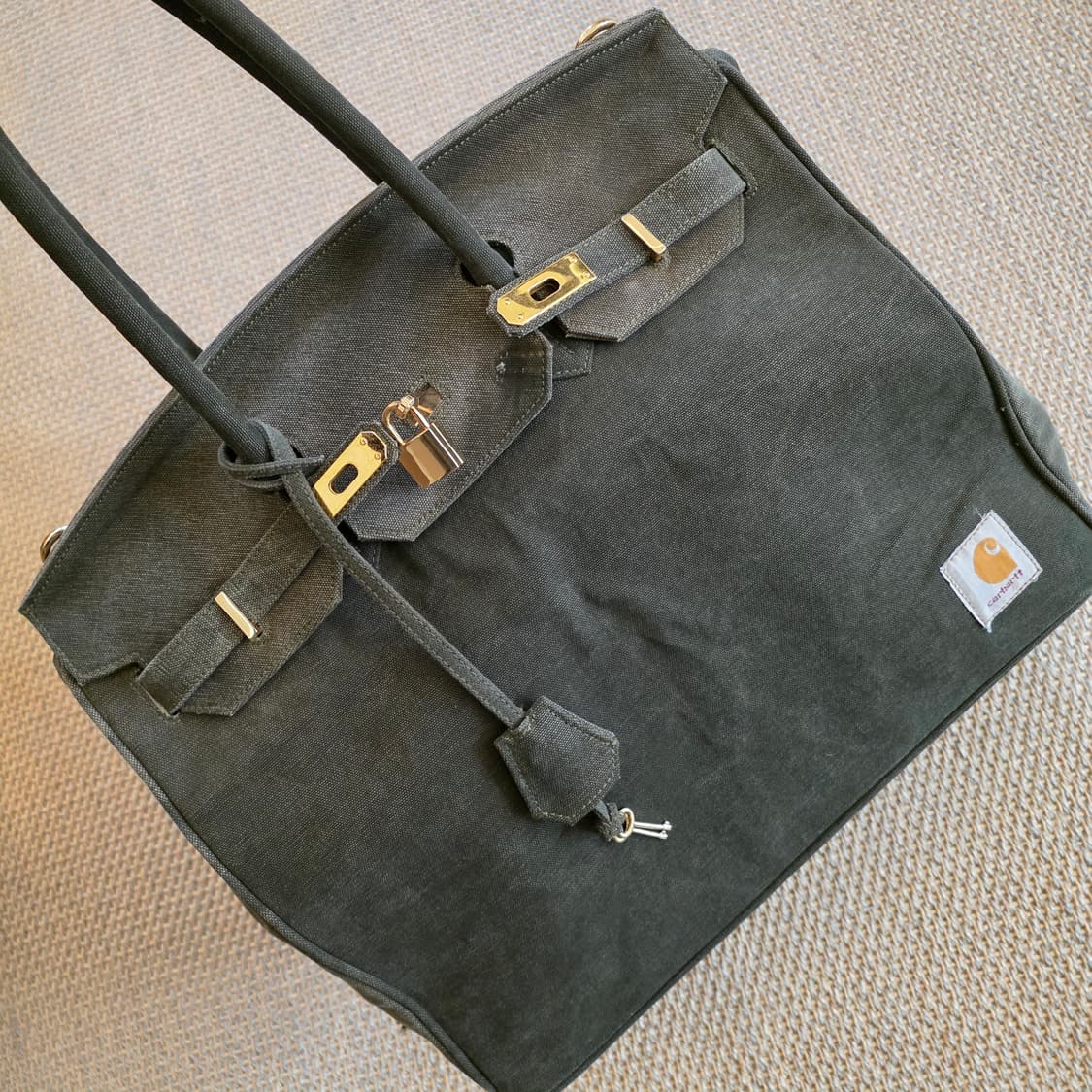 [역작, 희귀] 칼하트x그레잇랜드 버킨백 오마주 덱 밀리터리 텐트 칸바스 상품이미지6