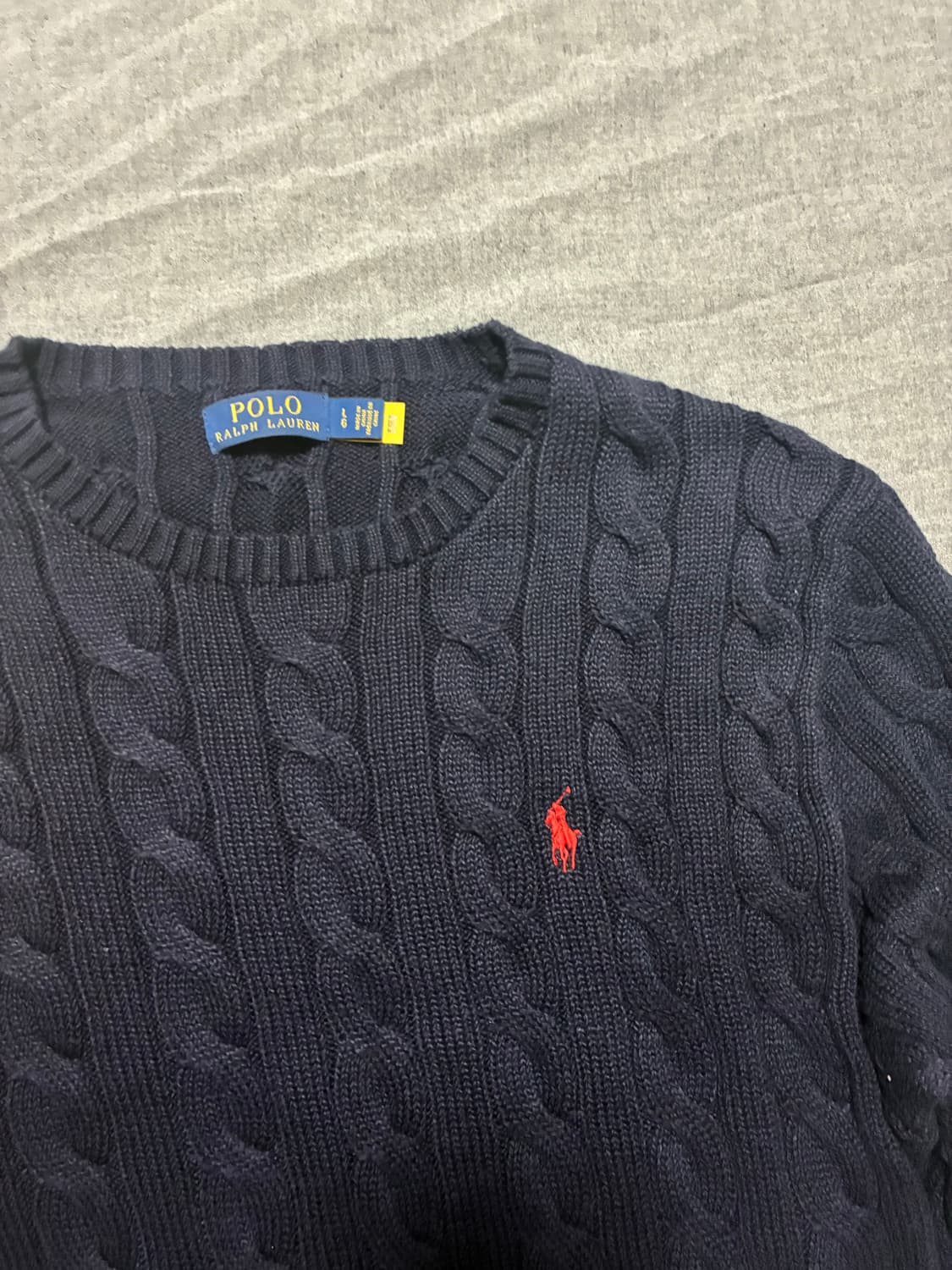 (정품 QR) 폴로 랄프로렌 네이비 꽈배기 니트 L 상품이미지2