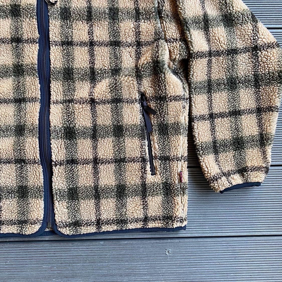 (105) 90’s 울리치 체크 보아 플리스 자켓  상품이미지4