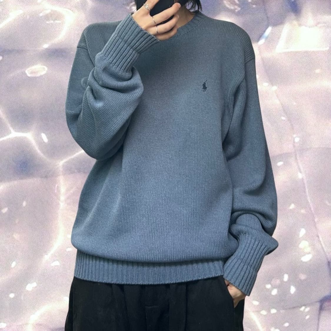 폴로 랄프로렌 오버핏 라운드넥 코튼 니트 네이비 블루 95 M 상품이미지1