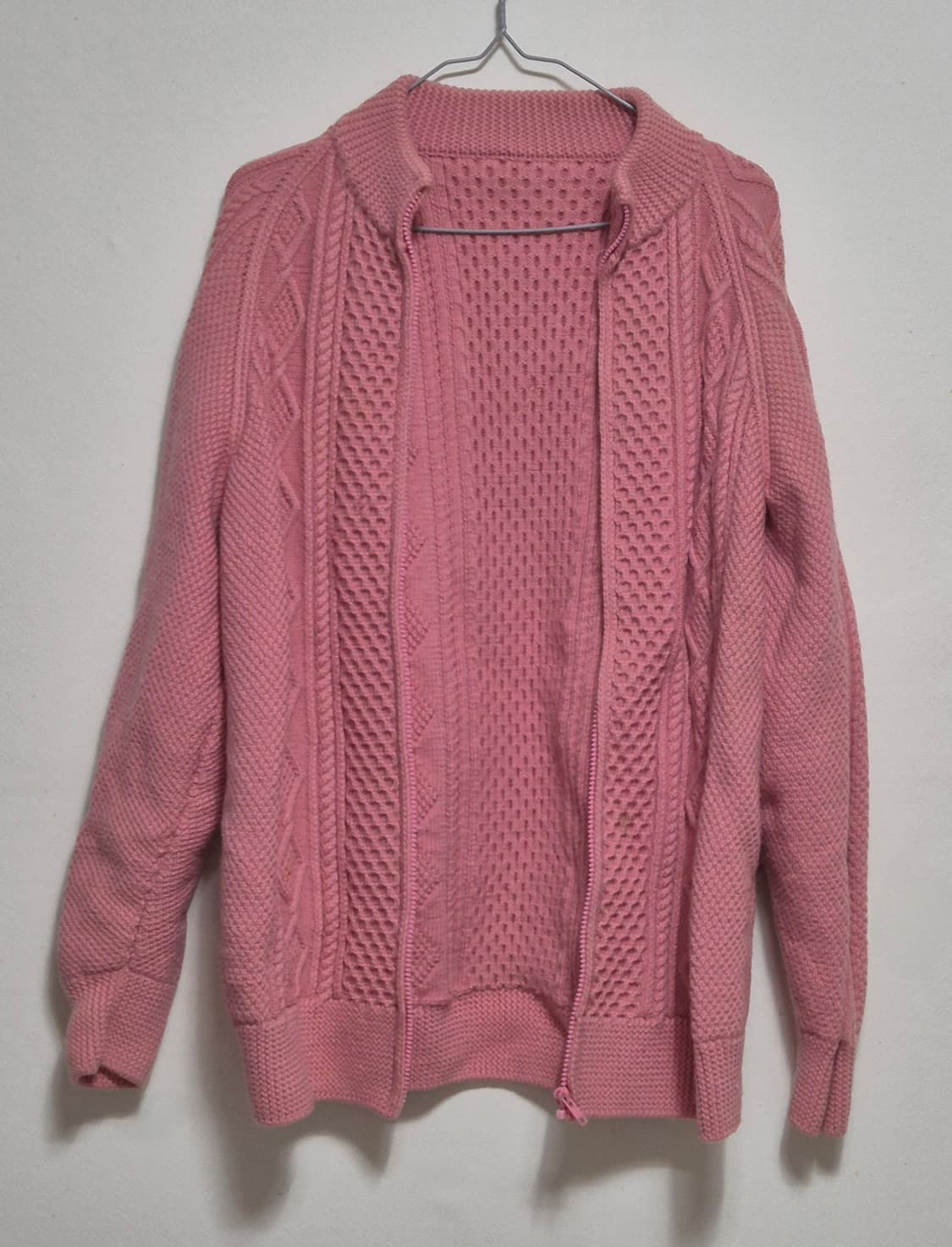 한림수직 분홍색 니트 집업 상품이미지2