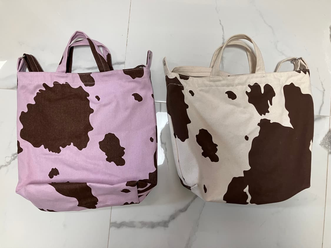 (희귀) baggu 바쿠 덕백 UO 한정판 캔버스 핑크 카우 패턴 숄더백 상품이미지7