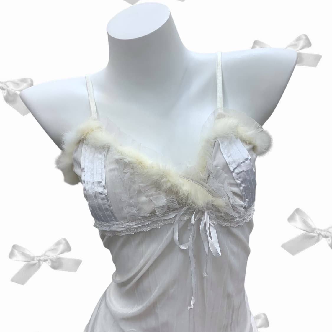 white real fur slip top  상품이미지2