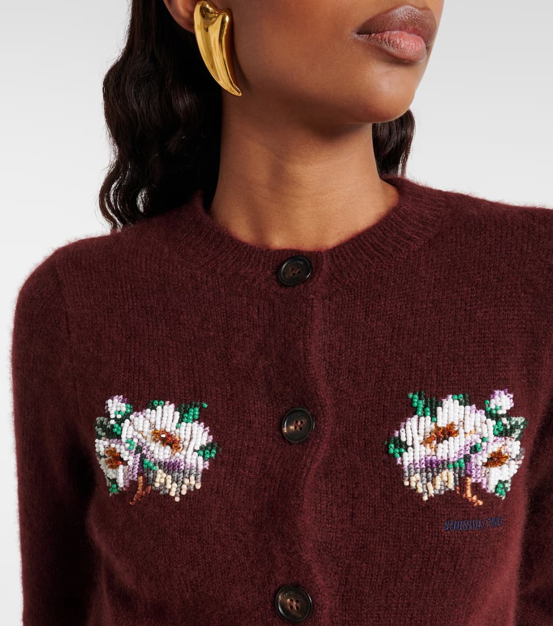 [6,8]슈슈통 25fw 캐시미어 자수 비즈 가디건/버건디 상품이미지2