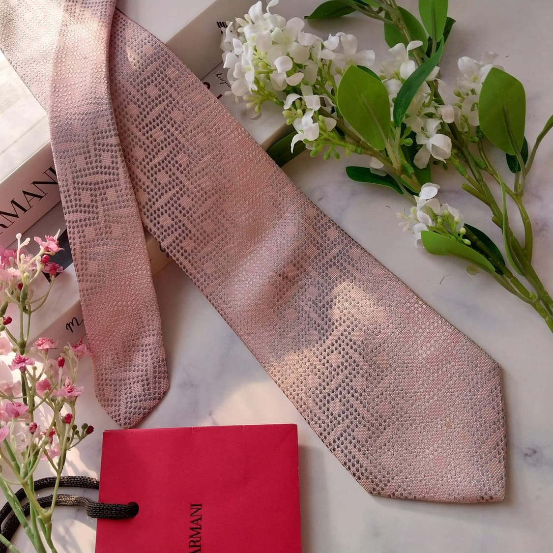 조르지오 아르마니 실크 핑크 자카드 넥타이 9.2cm A등급 k1916
 상품이미지4