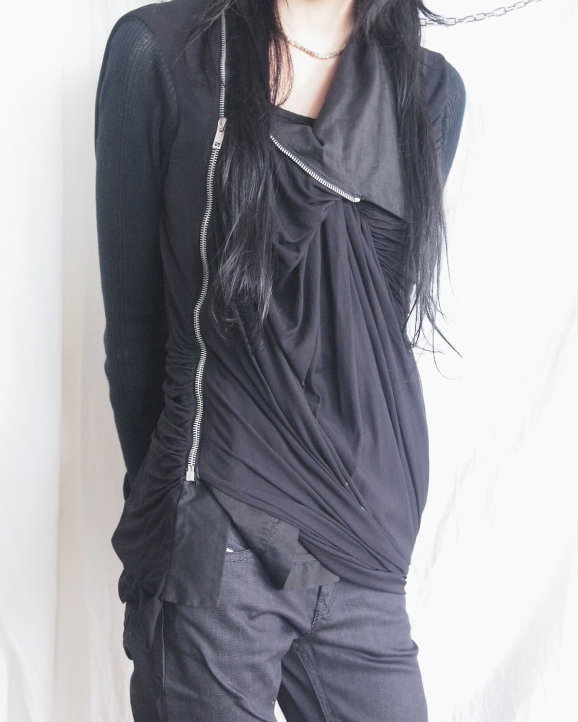 rare* 릭오웬스 11SS 런웨이 드레이프 하이넥 실크 자켓 상품이미지3