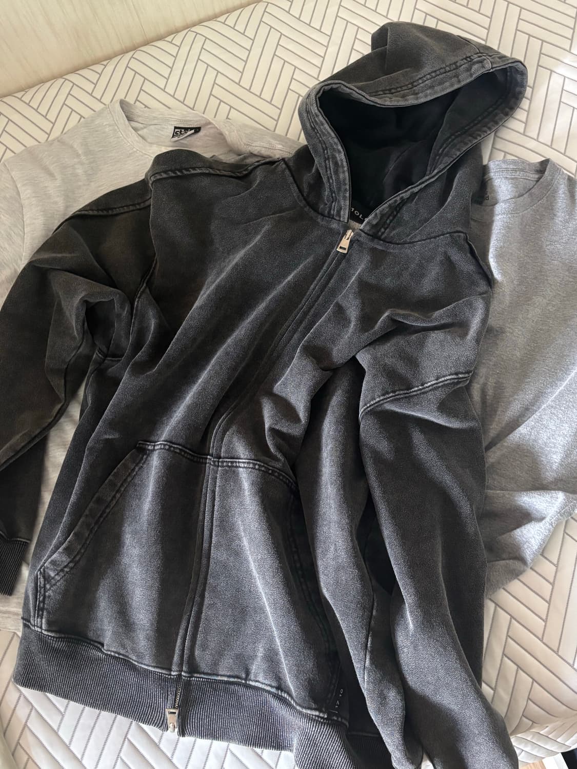 Lcdc tm 1710 washed zip-front hoodie 상품이미지1