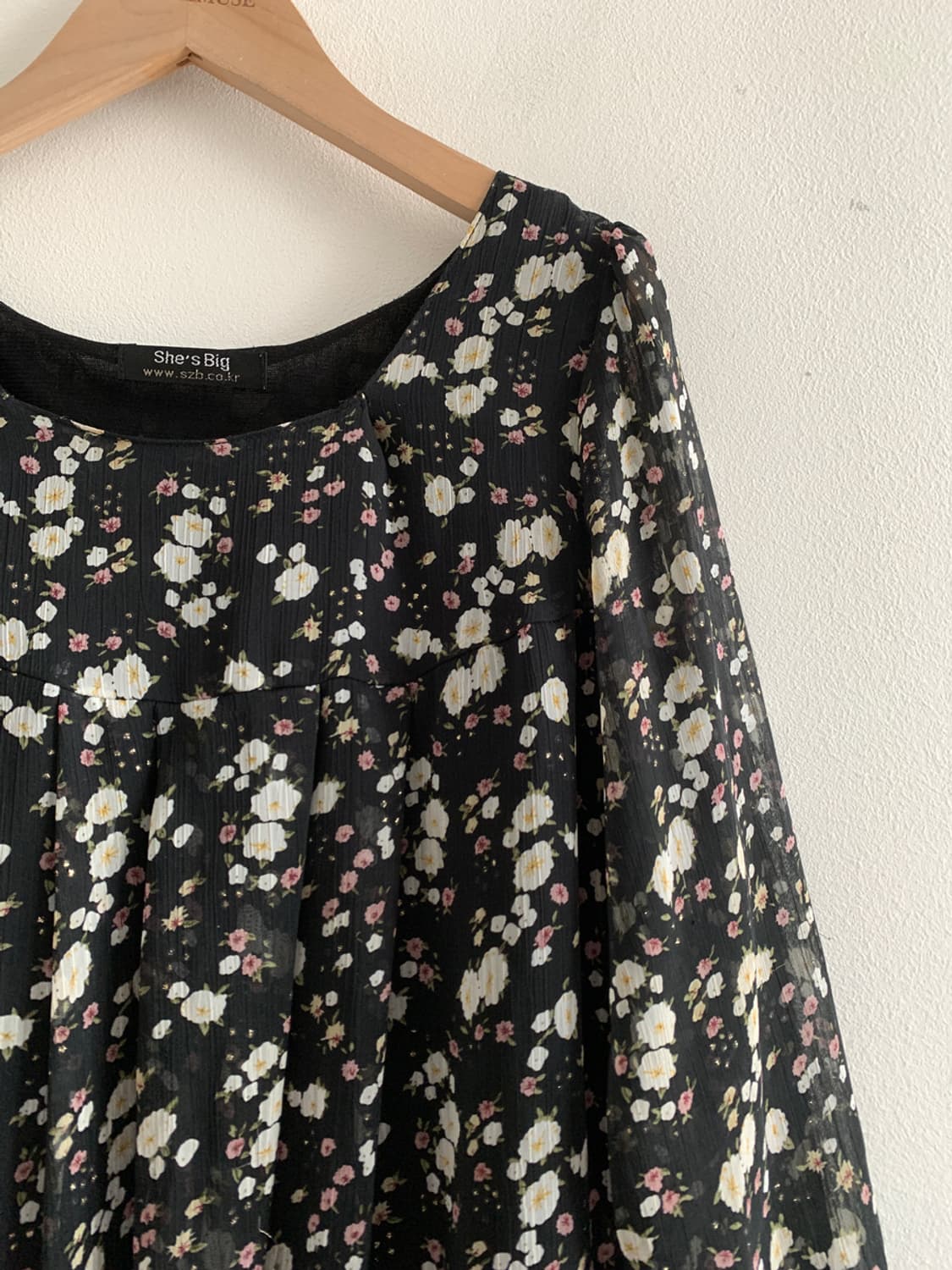 Flower Chiffon Dress(Black) 상품이미지5