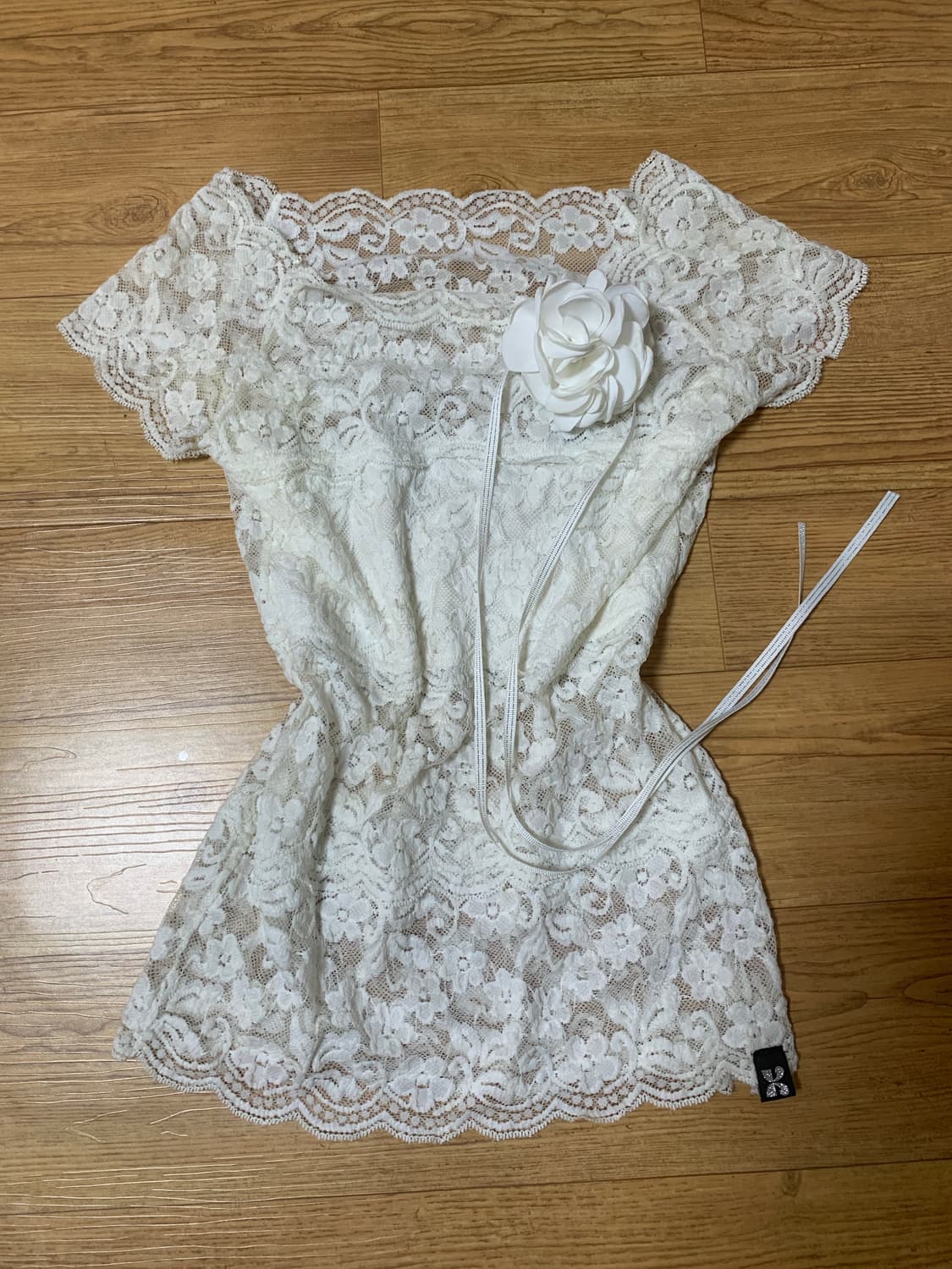 Kimyo 키묘 flower track lace top white 레이스 상품이미지5