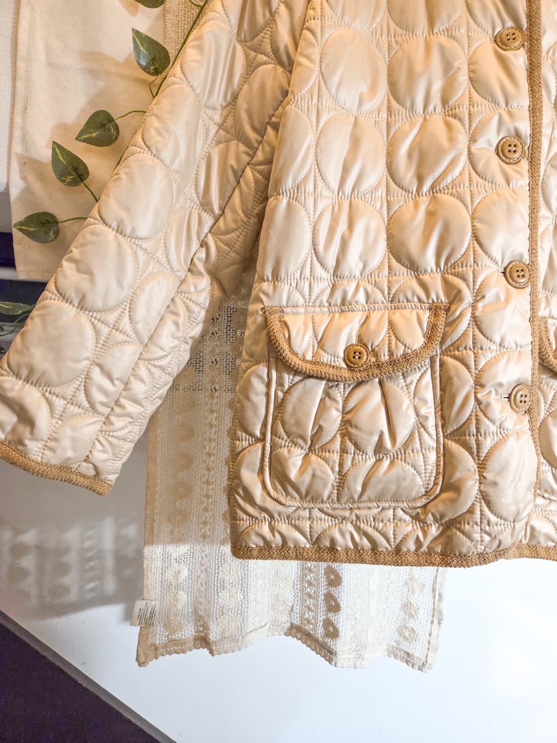 잔꽃 후드 누빔 패딩 상품이미지3