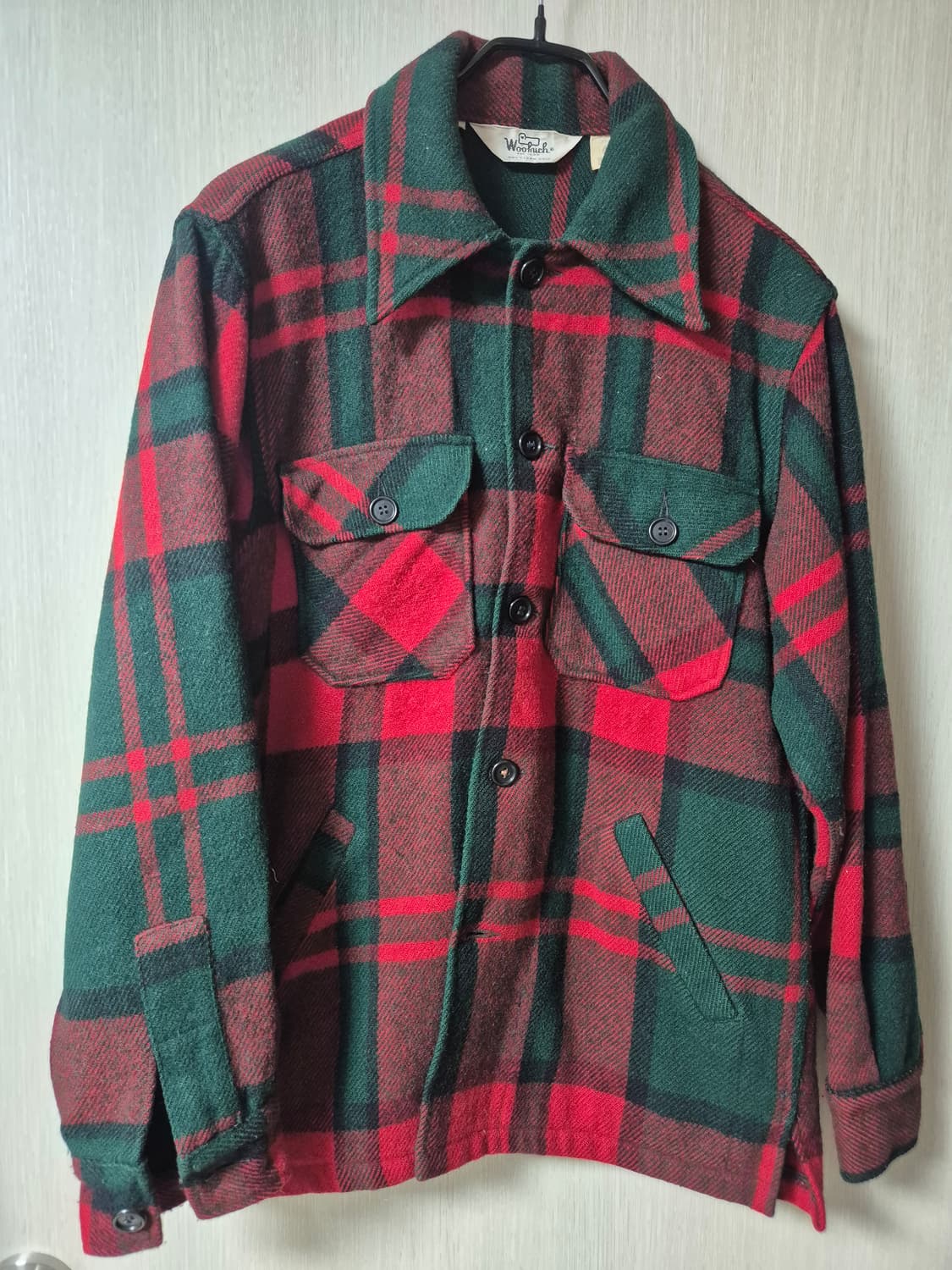 울리치 USA 멀티포켓 레드 타탄체크 울 셔츠 M 상품이미지1