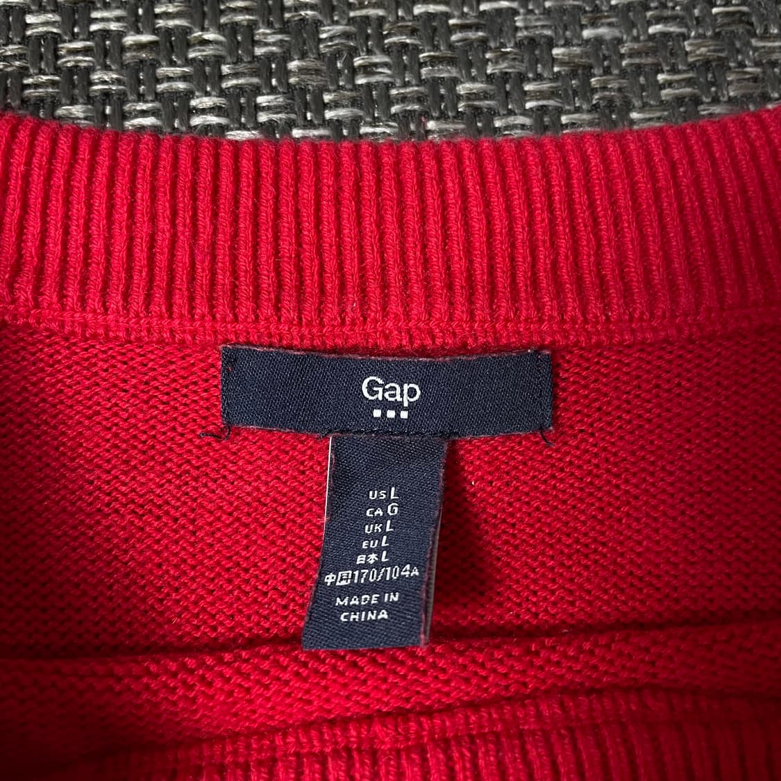  갭 레드 라운드넥 긴팔 니트 L 상품이미지4