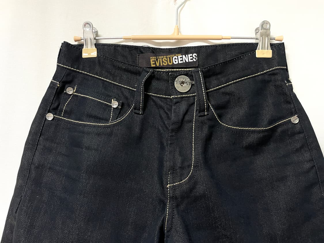 Evisu 에비수 오사카 여성 슬림핏 생지 흑청 데님팬츠 26 상품이미지4