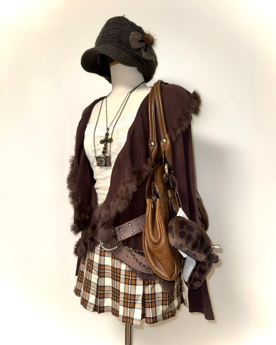 니트 브라운 모자 상품이미지2