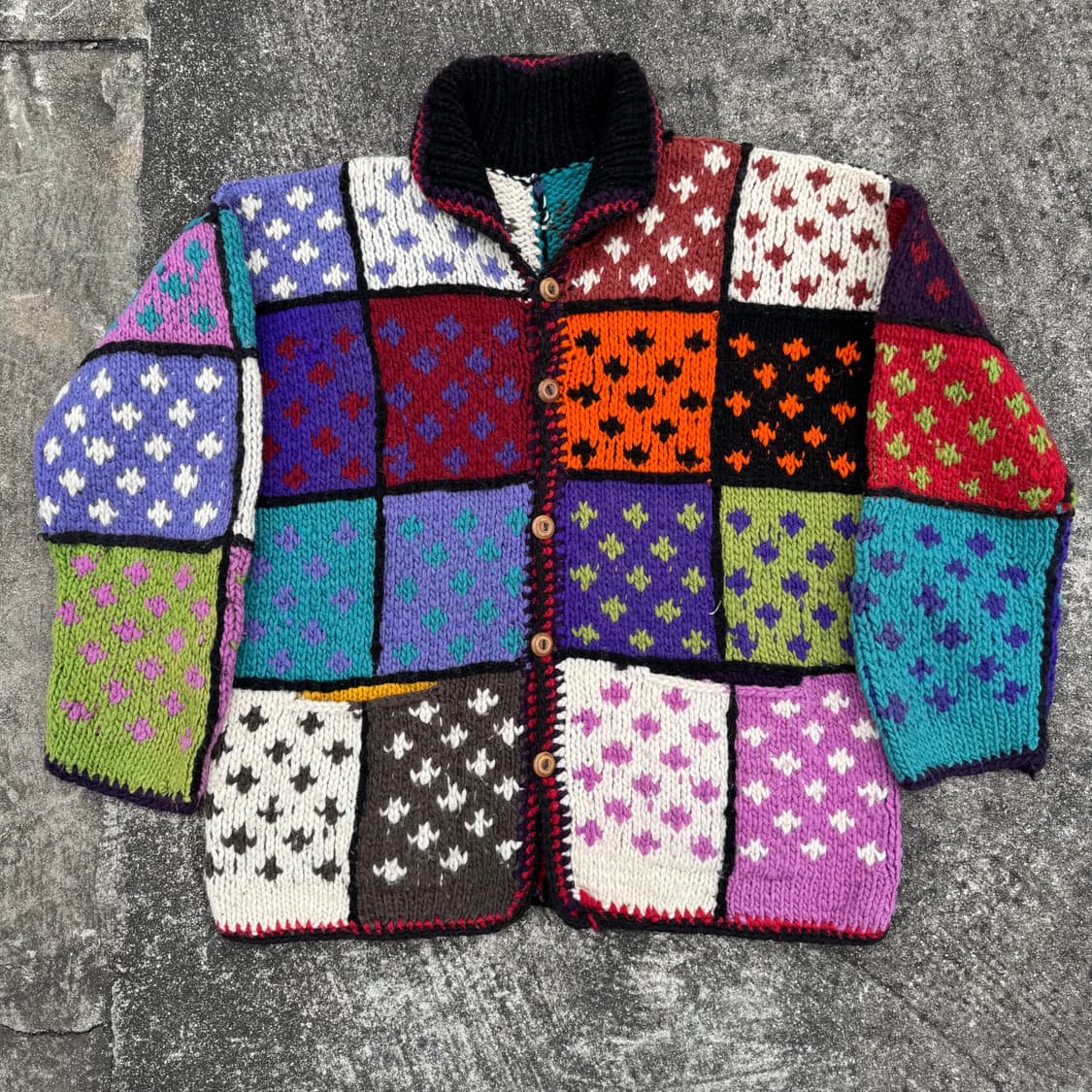 [L~XL] 빈티지 핸드메이드 헤비울 니트 자켓 상품이미지1