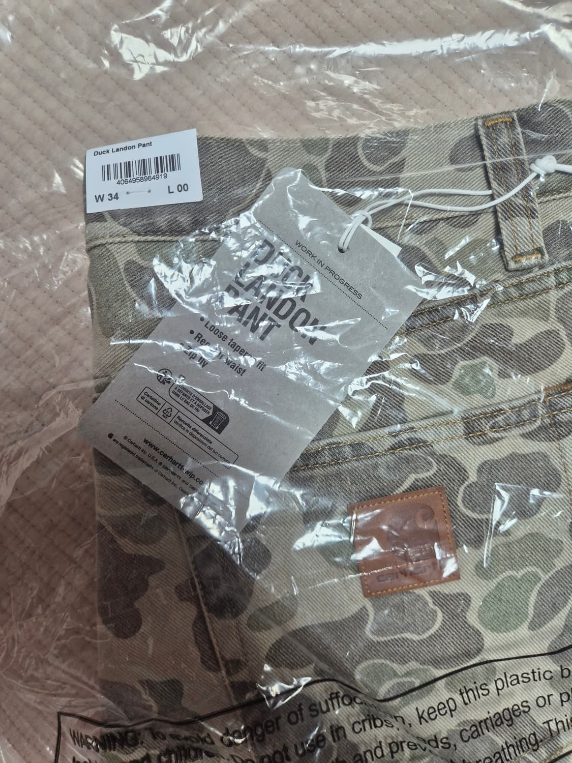 칼하트 WIP 덕카모 Landon 데님 34사이즈 상품이미지2