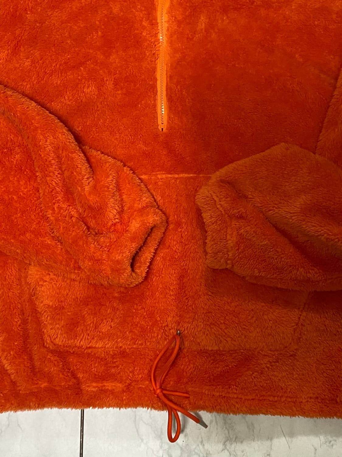 오렌지색 뽀글이 하프집업 풀오버 사이즈 105 오버핏 상품이미지3