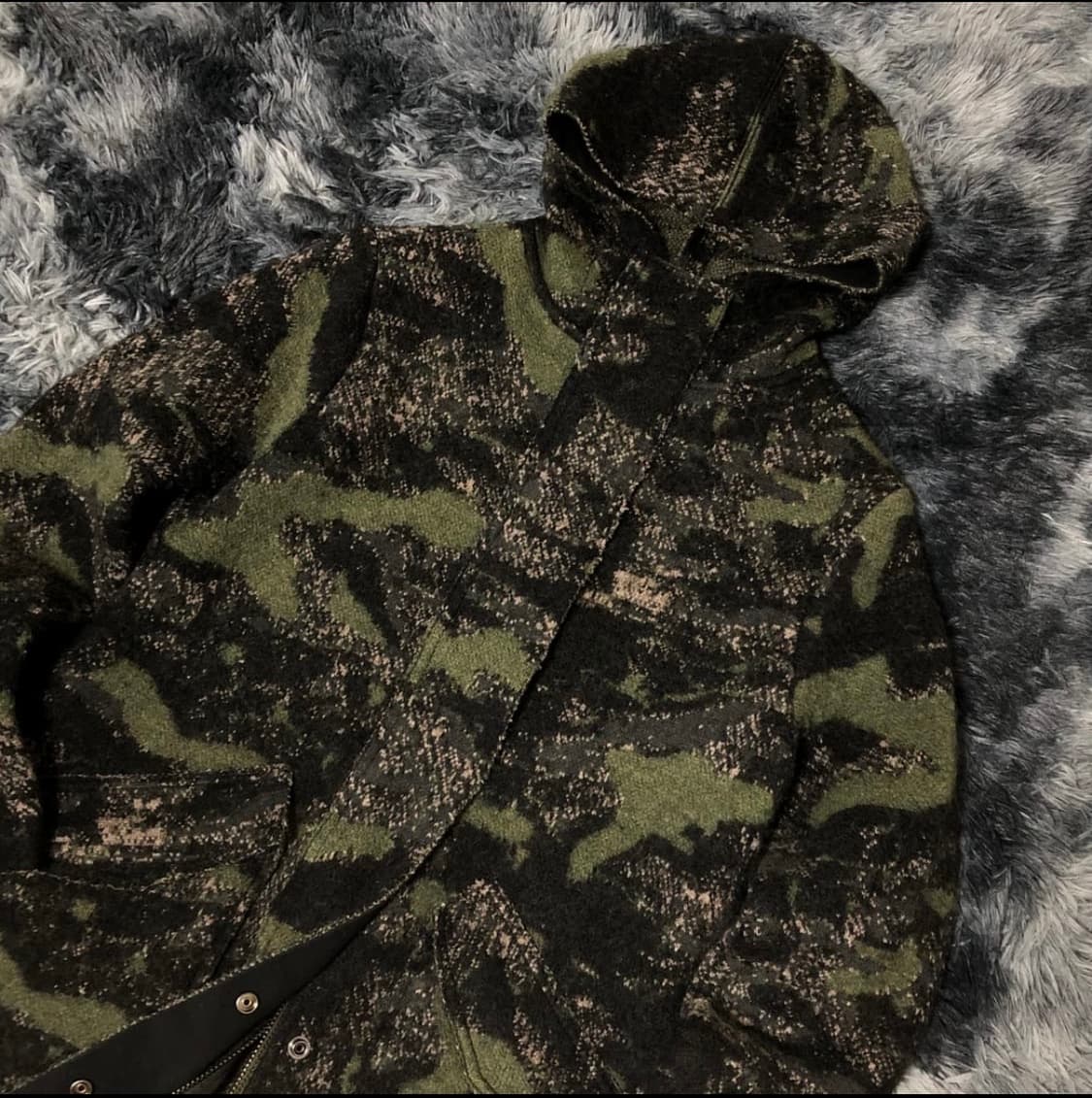 디젤 카모 울 후드 집업 코트 상품이미지2