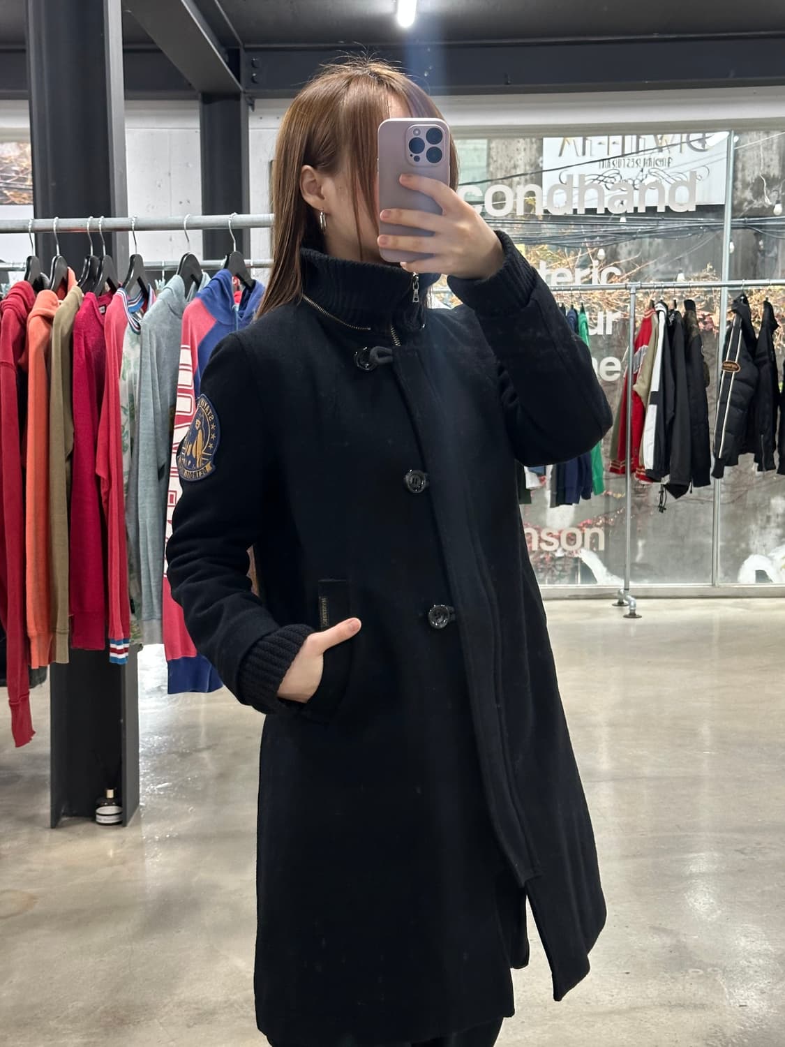 히스테릭글래머 히스걸 하이넥 사선버튼 슬릿 울 코트 상품이미지5