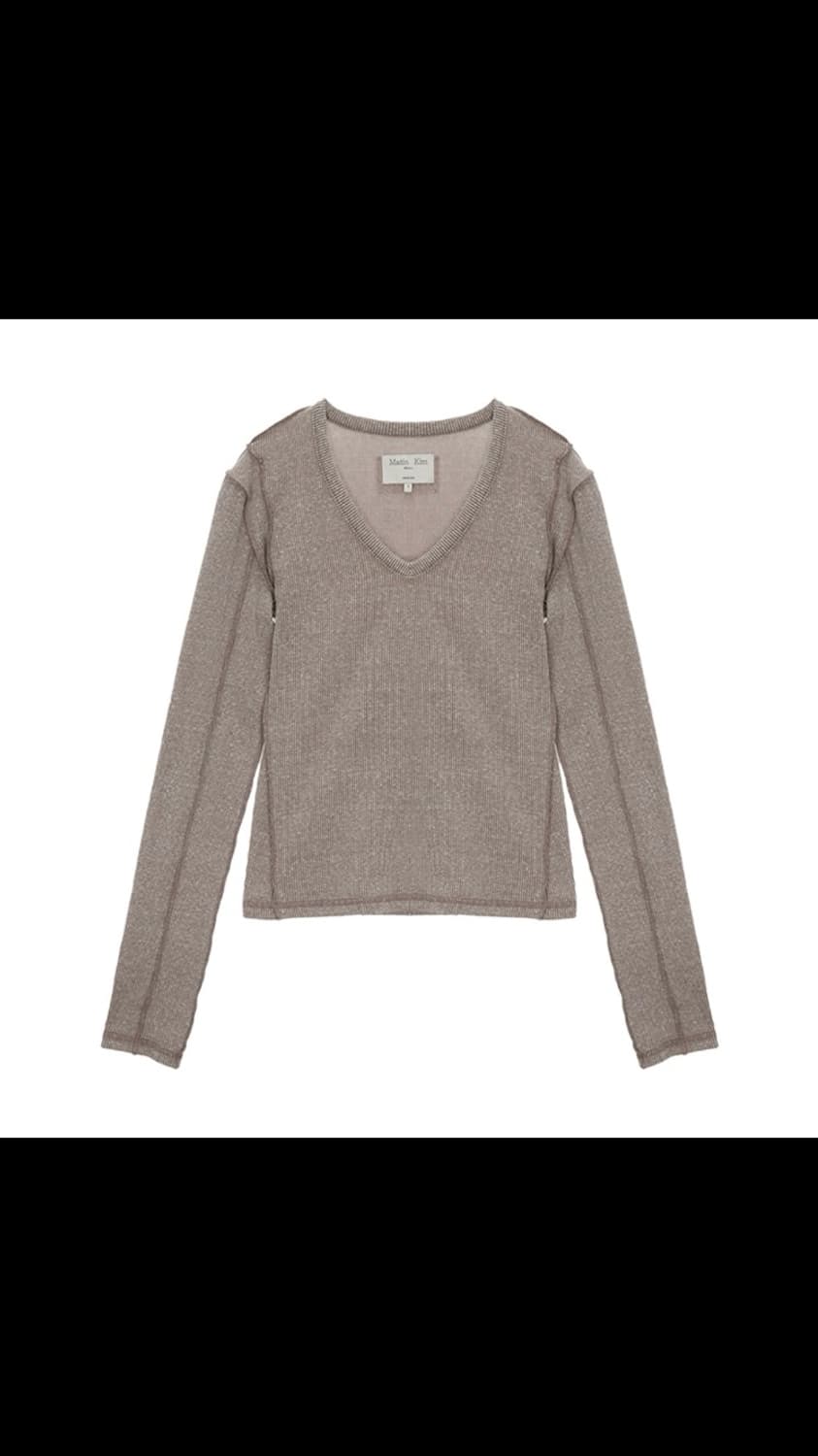 마뗑킴 니트 Matin Kim STITCH V NECK SLIM TOP 상품이미지3