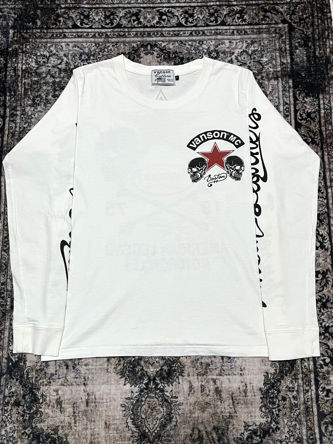 vanson 스컬 프린팅 화이트 롱슬리브 상품이미지2