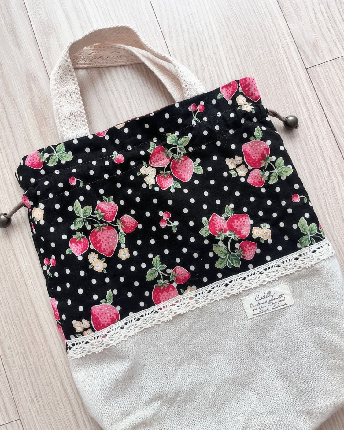 딸기 도트 크로셰 토트백 상품이미지4