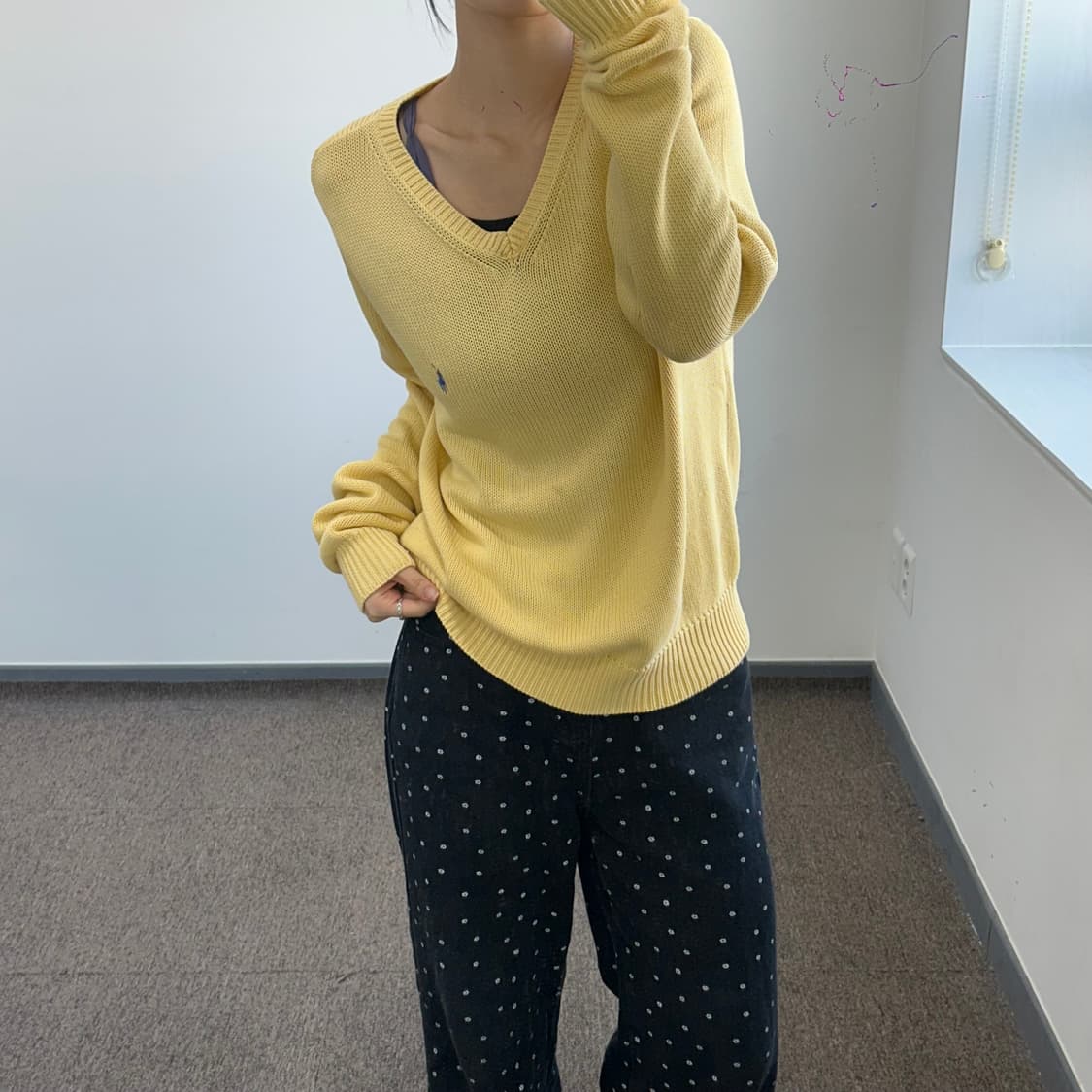 Polo 폴로 블루 포니 옐로우 브이넥 니트 상품이미지2