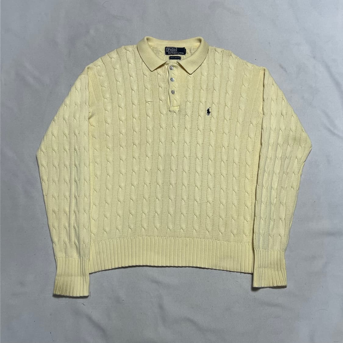 100 폴로랄프로렌 코튼 엘로우 케이블 카라 니트 상품이미지2