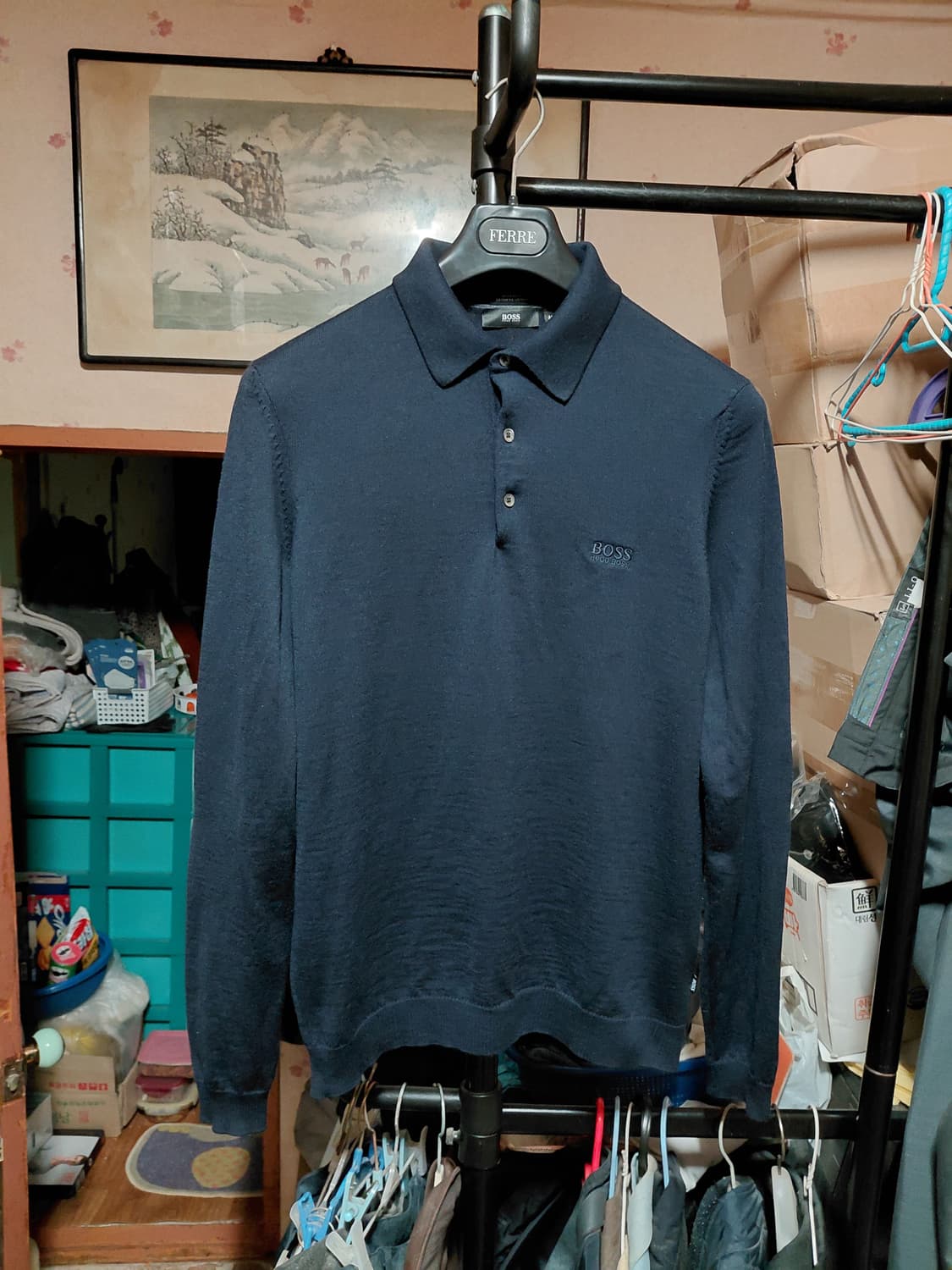 [휴고보스]BANET 메리노울100 긴팔 폴로 니트 M(95~100) 상품이미지1