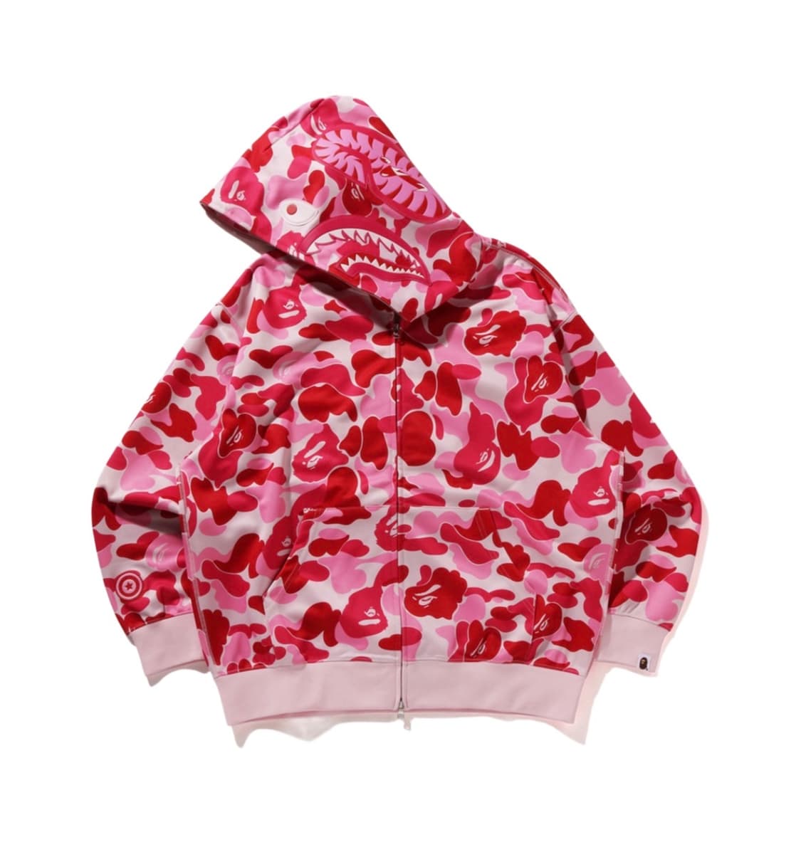 베이프 ABC카모레이온 릴렉스드핏 샤크풀집 후드집업 핑크 L 상품이미지2