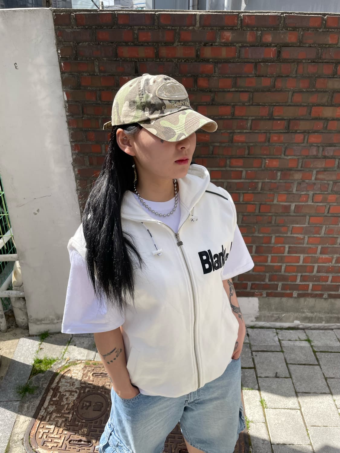 Blanky jet 올드스쿨 파이핑 에나멜 빅 로고 후드집업 상품이미지2