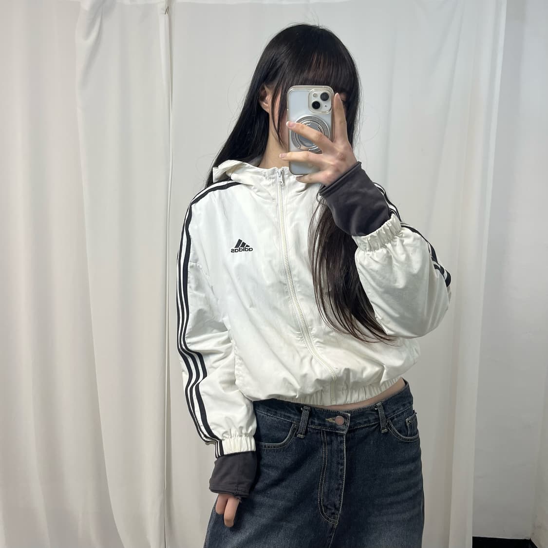 Adidas White Windbreaker 상품이미지2